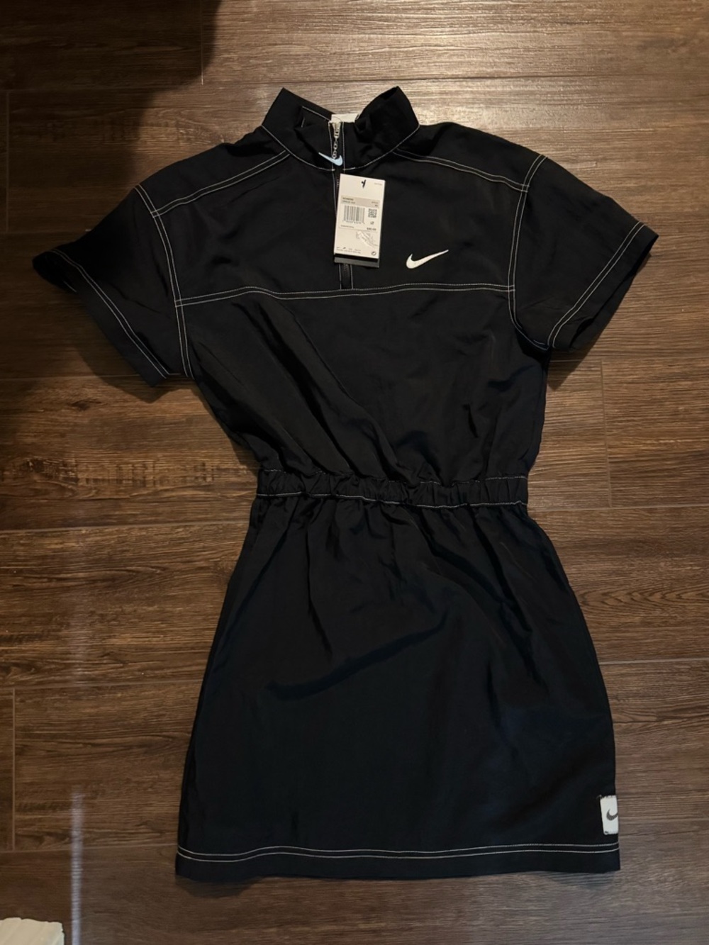 Nike Black Short Sleeve Elastic-Waist Dress